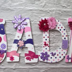 Decorative letters for nursery, hand painted letters to hang in child&#39;s room, personalized name, custom name for wall, Prices per letter