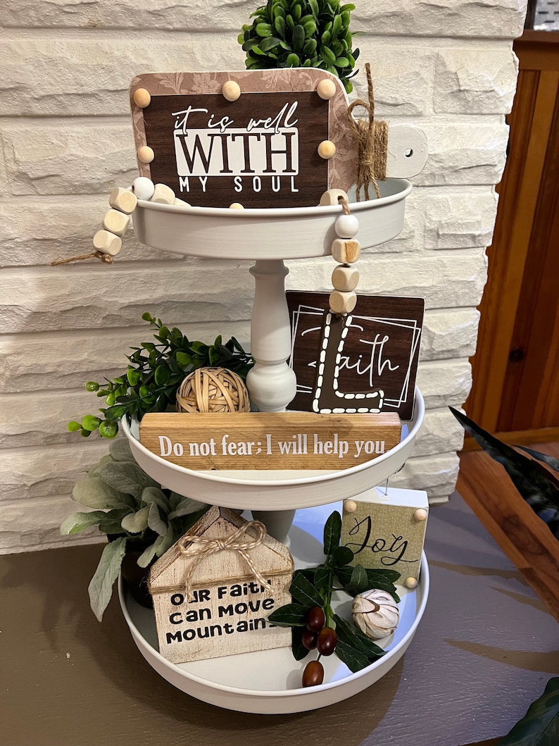 PERSONALIZED and custom 8 piece minimum Tier Tray decor with the theme and colors of your choice, made just for you tray not included afbeelding 3