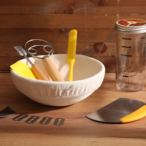 Artisan Sourdough Bread Baking Kit with Jar | 9" Banneton Basket & Tools