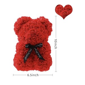 25 cm blommig nallebjörn, nallebjörn gjord av konstgjorda blommor i olika färger, söt presentidé till alla hjärtans dag bild 5