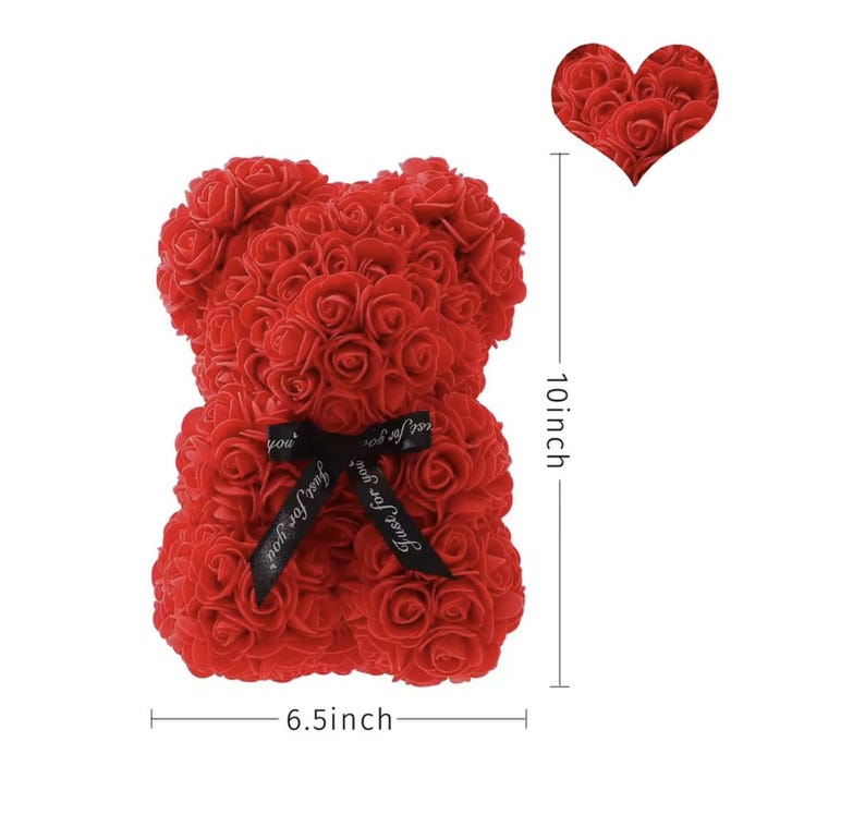 25 cm blommig nallebjörn, nallebjörn gjord av konstgjorda blommor i olika färger, söt presentidé till alla hjärtans dag bild 5