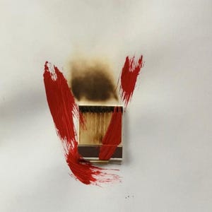 Bernard Aubertin burnt matches, dessin de feu, matches, match painting, original, handmade, oil, match collage.
