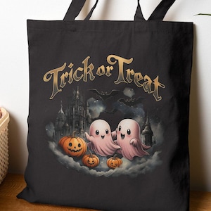 Trick or Treat Bag, Halloween Tote bag, Halloween Candy Bag, Halloween Treat Bag, Halloween Canvas Bag, Ghost, Trick or Treating, Boo Bag