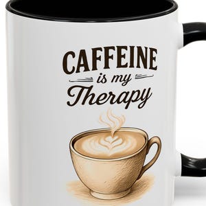 Mok cafeïnetherapie, grappige koffiekop, cadeau voor koffieliefhebbers, mok Java-liefhebber, mok ochtendmotivatie, beste vriend theedrinker