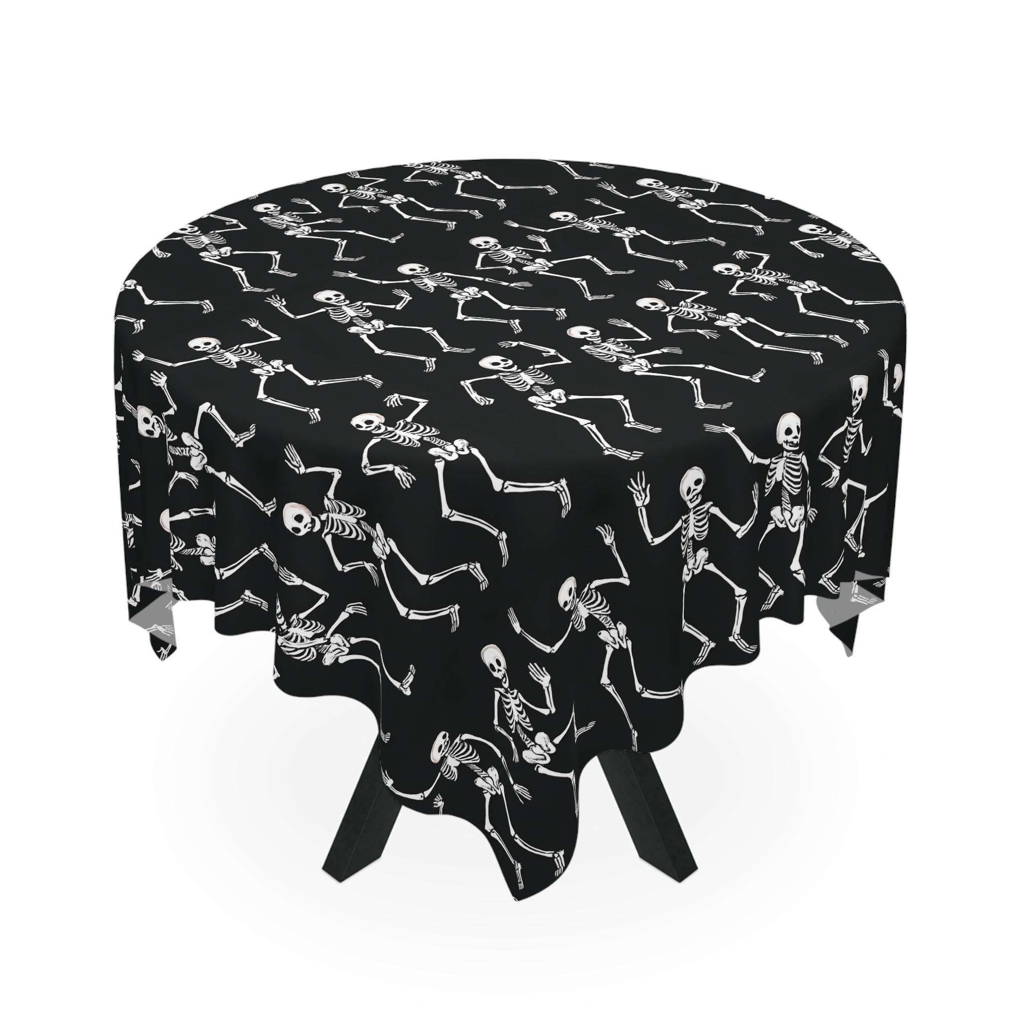 Nappe D'Halloween Imperméable 137x274 Cm - Motif Citrouille Squelette Effrayant - Pour Fêtes Et Décoration