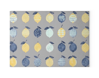 Glass Cutting Board, Lemon Print Glass, Stylish Kitchen Decor, Gifts for Home Chefs, Baking Accessories, lemon Theme Kitchenware