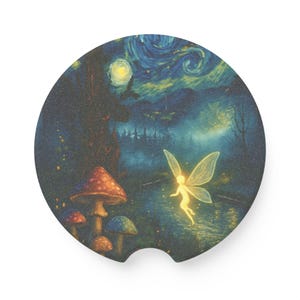 Fantasy Soapstone Car Coaster, Fairy Coaster for Car, Cute Car Accessories, Gift for Her, Boho Home Decor, Eco-Friendly Coaster