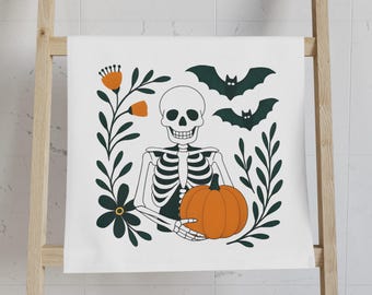 Toalha de mão com estampa de esqueleto para o Halloween, decoração de cozinha para o outono, acessórios assustadores para a casa, presente de Natal, decoração para o Dia das Bruxas.