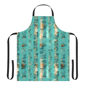 鮮やかな5色のストラップ付きエプロン、カスタムキッチンエプロン、家庭料理人や料理パーティーへのユニークなギフト、アート風デザイン