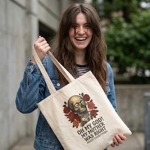 Dödskalle med rosor Herregud, min mamma hade rätt, tygväska | Bomullscanvas-tygväska