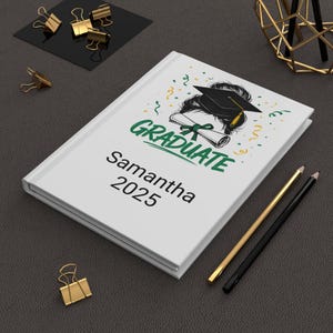 Grad G fts for her, Masters Degree, Personalized Graduation Journal, Grad Gift Notebook, Custom Graduation 2025 Journal
