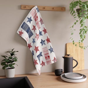 Patriotic Tea Towels, Fourth of July Kitchen Decor, Cotton Dish Towels, Independence Day Gift, Stars and Stripes Towels