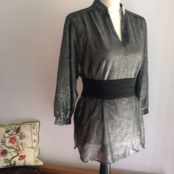 Vintage 80s metallic rocker glam rock tunic size 14