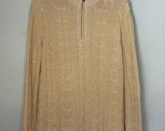 Kinross Cashmere Plaited Cable Zip Mock ~  Size M