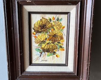 Vintage Yellow Flower Oil Painting