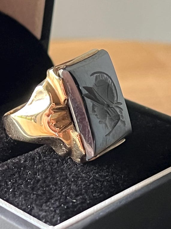 Black onyx roman soldier ring discount