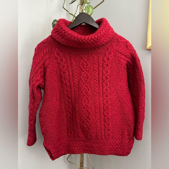 Aran Woollen Mills Red Sweater ~ Size S
