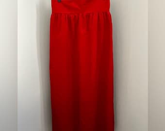 Maxi Red Velvet Skirt ~ Waist 15 Flat