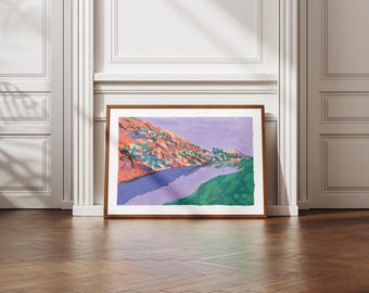 Mountain Poster Lake Longet Belledonne | Limited Edition Art Print | A4 Alps Illustration | Mountain Decor