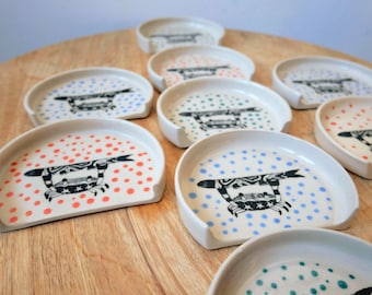 Poggiamestolo in ceramica fatto a mano - granchio, animale, utensile, cucina, regalo di Natale