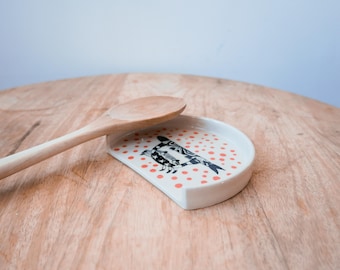 Handmade ceramic orange crab spoon rest - kitchen utensil stain protector