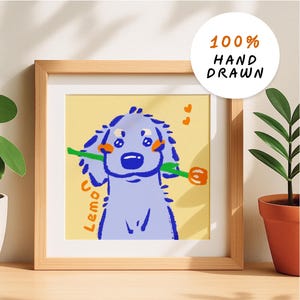 Custom Dog Painting, Hand Drawn Pet Lover Gift, Cute Handmade Pet Portrait, Unique Pet Owner Gift, Badly Drawn Dog Portrait, Headshot Art