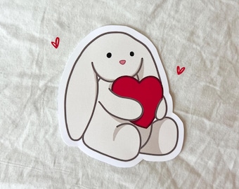 Matte Vinyl Bunny Sticker with Heart | Waterproof Planner Laptop Decal