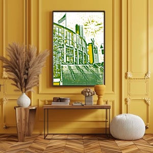 Lambeau Field Green Bay Packers | NFL Digital Wall Art | Instant download for your Packers, football, or sports fan | Edited to green & gold