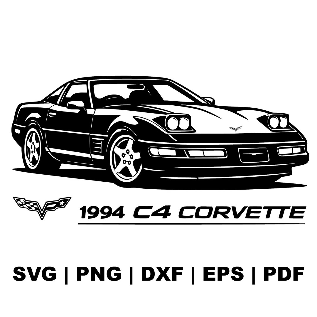 1994 Corvette C4 Silhouette SVG | Classic 90s Sports Car Cut File ...