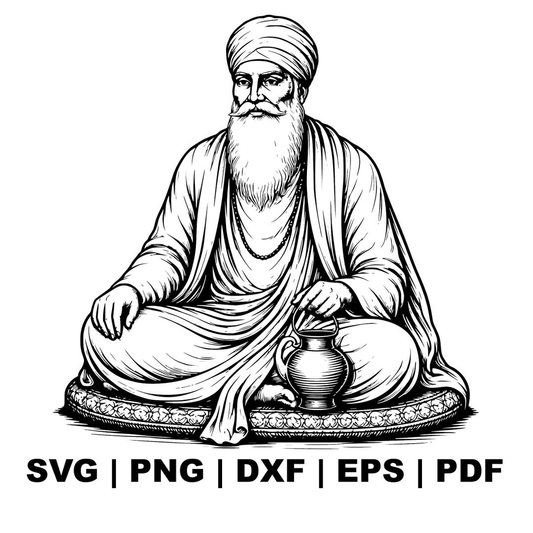 Guru Amar Das Ji Portrait Digital Design, Sikh Wall Art, Third Guru ...