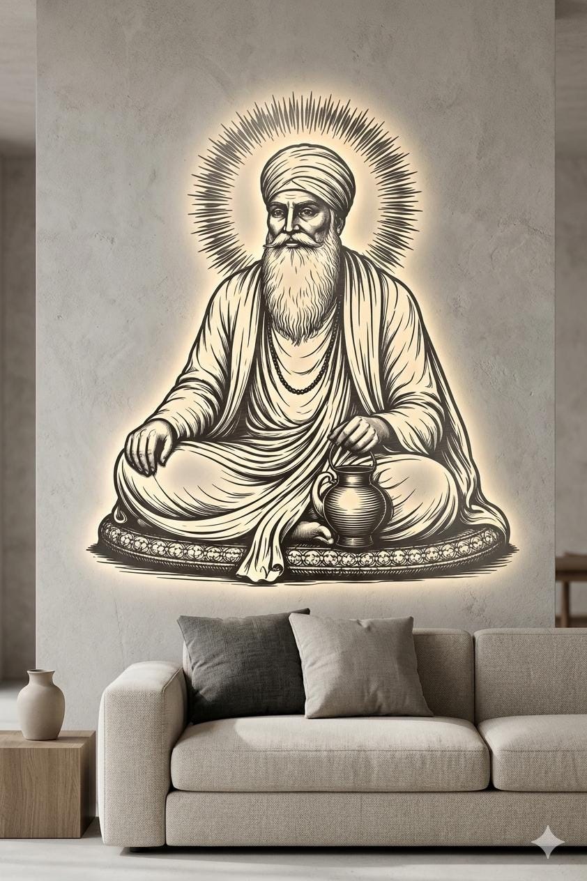 Guru Amar Das Ji Portrait Digital Design, Sikh Wall Art, Third Guru ...