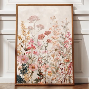 Vintage Wildflower Botanical Print, Delicate Floral Wall Art, Digital Nature Poster, Antique Herbarium Illustration, Cottagecore Home Decor