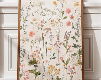 Vintage Wildflower Botanical Print, Floral Nature Poster, Antique Plant Illustration, Herbarium Art, Cottagecore Wall Decor,Digital Download