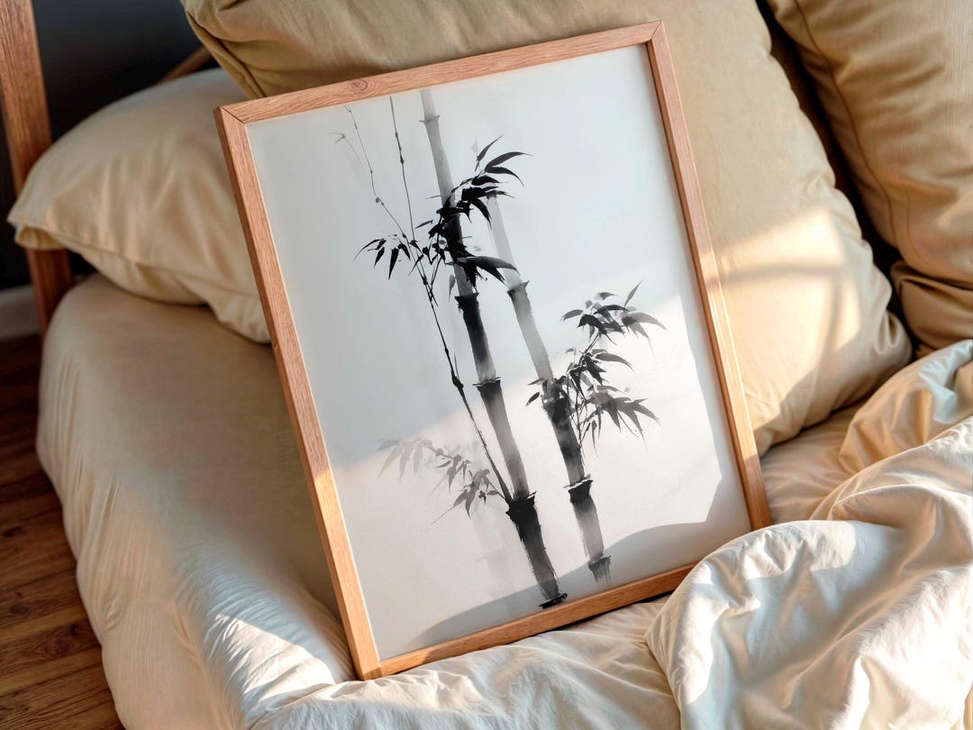 Japanese Bamboo Wall Art Printable | Zen Sumi-e Ink Painting ...