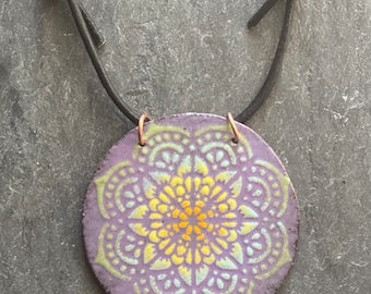 Mandala Pendant, Purple Pendant, Handmade Enamel Pendant, Bohemian Jewelry, Boho Hippie Jewelry