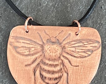 Bee Pendant, Copper Bee Pendant, Bee Jewelry, Handmade Copper Jewelry, Gift for Bee Keeper