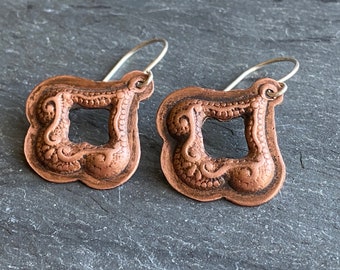 Copper Drop Earrings, Lightweight Earrings, Small Copper Earrings, Small Dangle Earrings, Copper Boho Earrings, Rustic Copper Jewelry