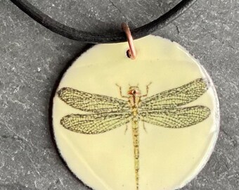 Dragonfly Pendant, Dragonfly Jewelry, Green Dragonfly, Handmade Enamel Jewelry