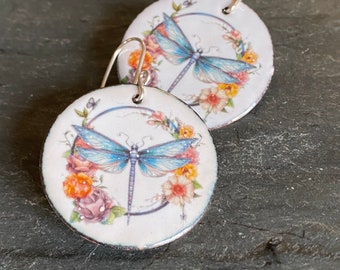 Dragonfly Earrings, Dragonfly Jewelry, Dragonfly Gifts, Handmade Enamel Earrings, Handmade Enamel Jewelry, Maine Made Jewelry