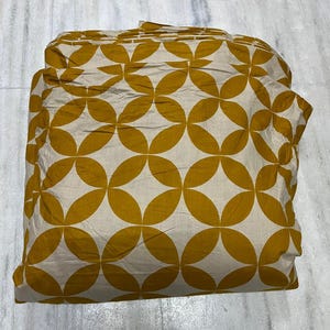 Gold & White Geometric Fabric: Bohemian Upholstery Decor