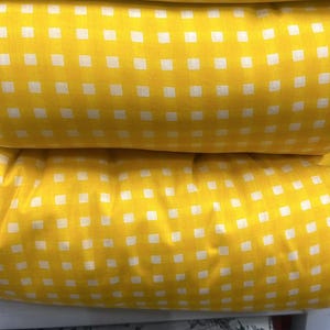 Yellow Gingham Cotton Fabric: Small White Grid Print, Apparel & Decor