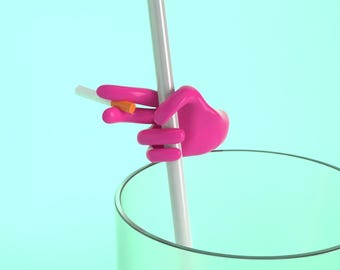 Ciggy Hand Straw Topper 3D Print Digital Download File - STL