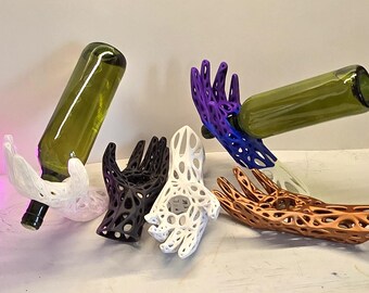 3D Printed Hand Wine Bottle Holder • Modern Home Decor Stand