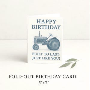 Birthday Editions: Built to Last! Vintage Blueprint Tractor Birthday Card for Farmers and Tractor Lovers