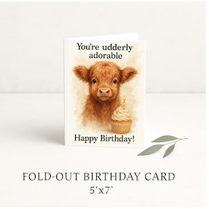Highland Cow Birthday Card: Funny Farm Animal Pun