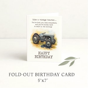 Birthday Editions: Like a Vintage Tractor! Funny Grey Tractor Birthday Card for Farmers and Country Folk