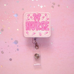 Pink Nurse Bow Badge Reel, Pink Stethoscope Badge Reel, Cute Badge Reel, ID Badge Holder, Cute ID Badge Reel