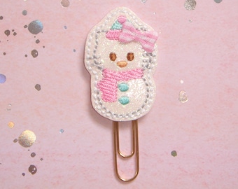 Snowman Kitty Glitter Planner Paperclip