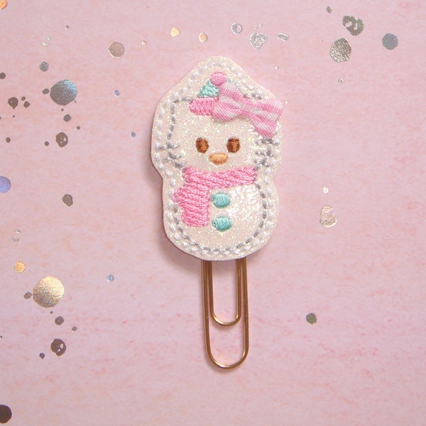 Snowman Kitty Glitter Planner Paperclip