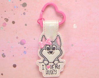 Porte-clés Husky, porte-clés, porte-clés, joli porte-clés, porte-clés rose